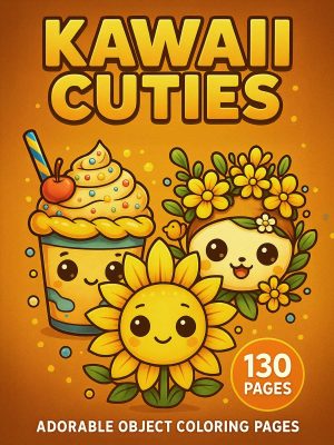 Bellezas Kawaii – 130 Adorables Páginas para Colorear de Objetos Cotidianos