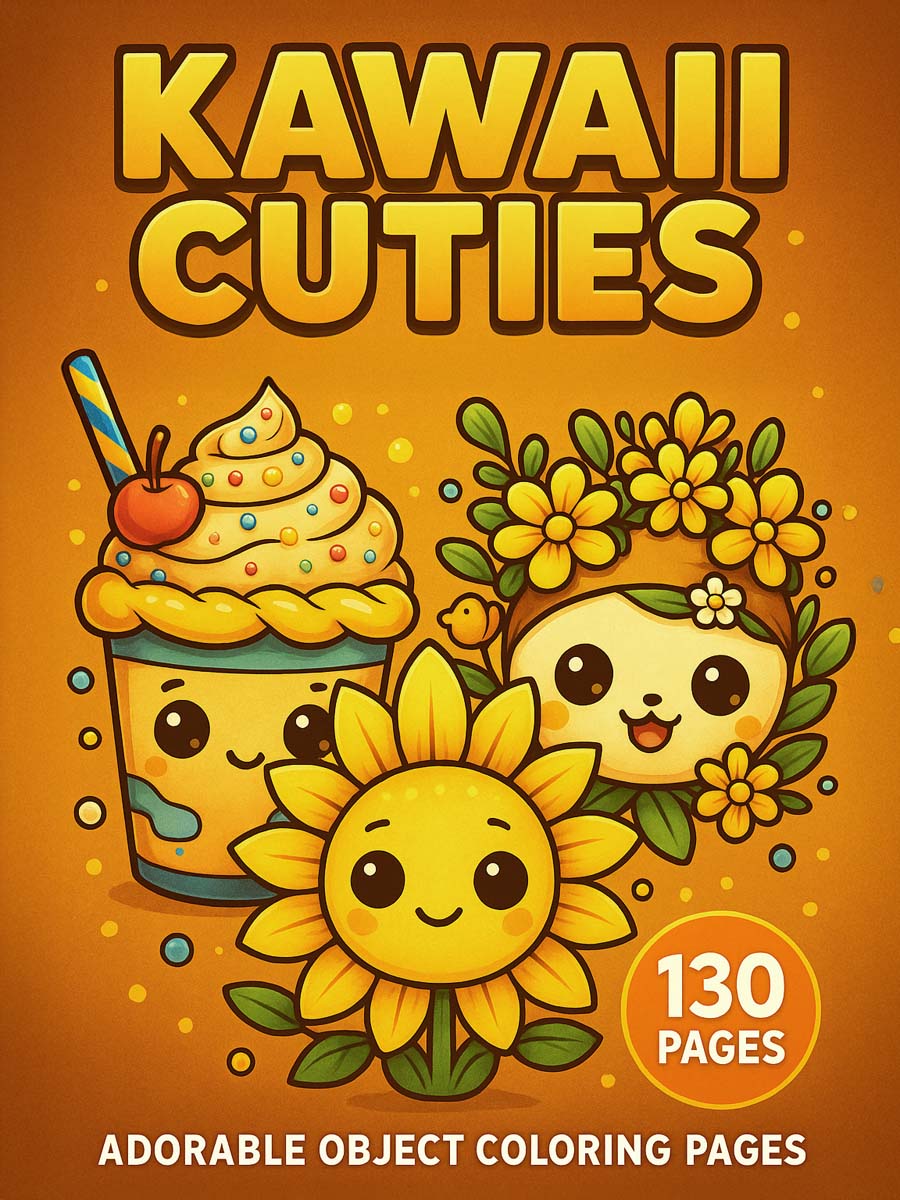 Bellezas Kawaii – 130 Adorables Páginas para Colorear de Objetos Cotidianos