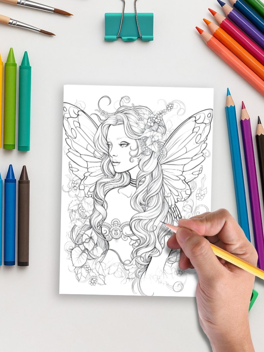 Hada Resplandeciente – 230 Hermosas Páginas para Colorear de Hadas - Imagen 4