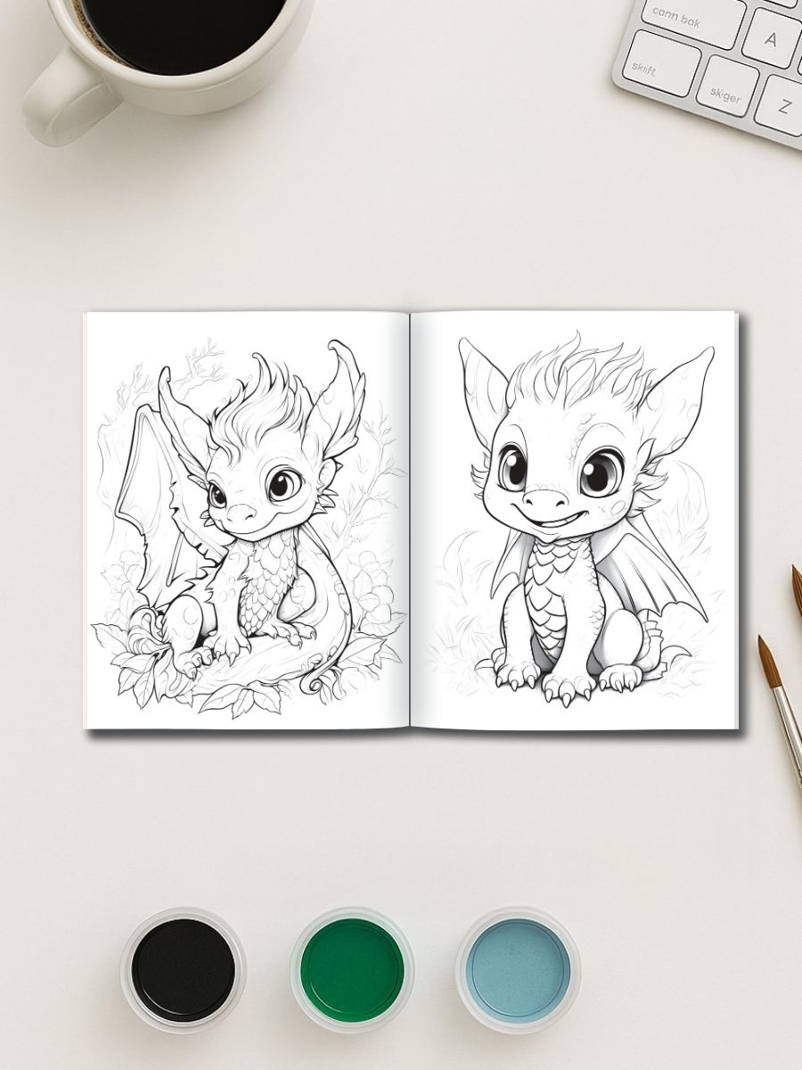 Fuego y Vuelo – 50 Páginas para Colorear de Dragones - Imagen 2