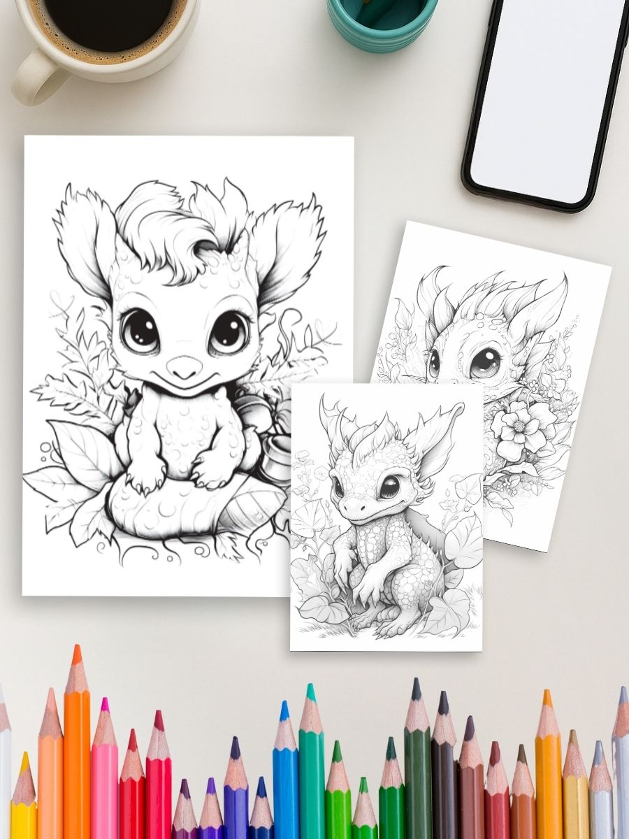Fuego y Vuelo – 50 Páginas para Colorear de Dragones - Imagen 3