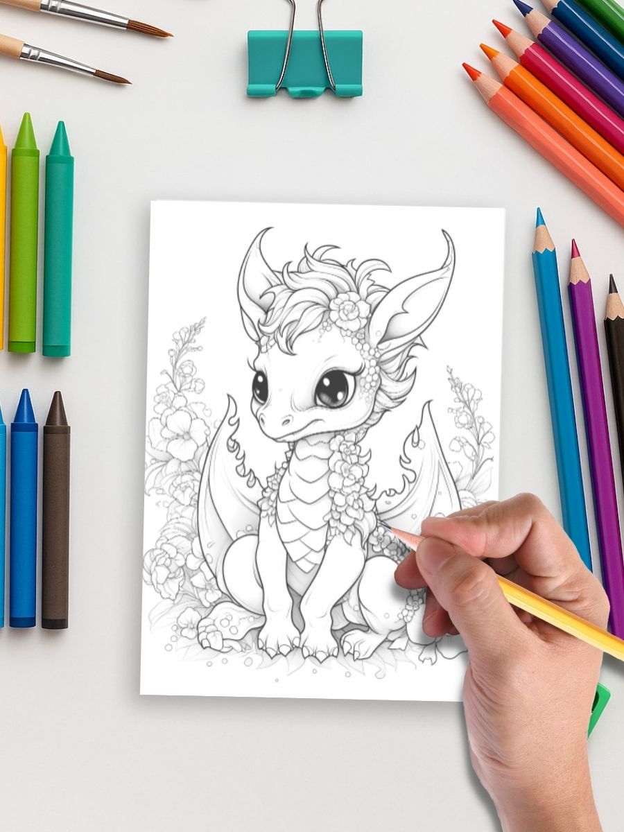 Fuego y Vuelo – 50 Páginas para Colorear de Dragones - Imagen 4