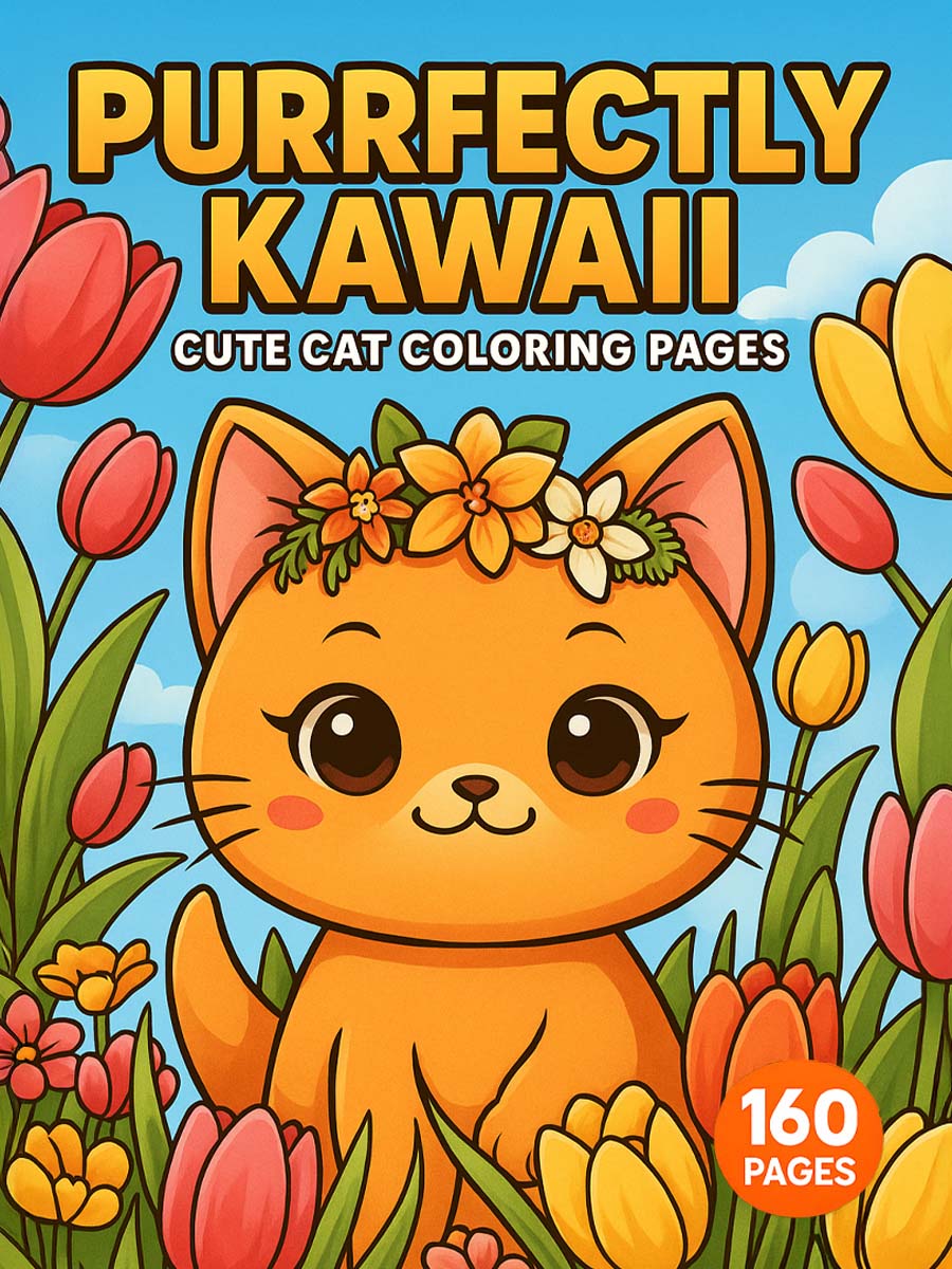 Perfectamente Kawaii – 160 Adorables Páginas para Colorear de Gatos